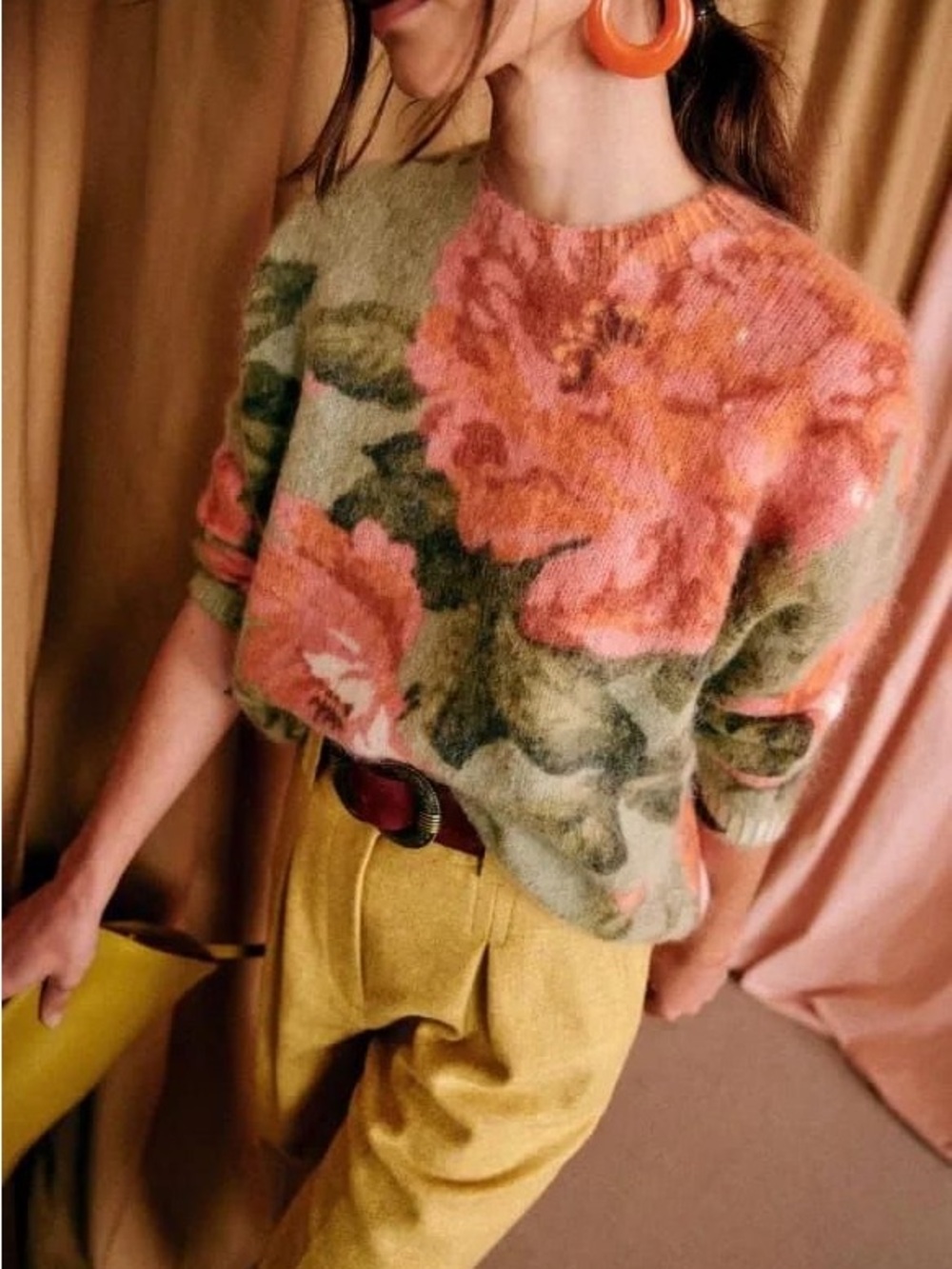 Sezane Fleur Jumper Kaki / Multico - Size S